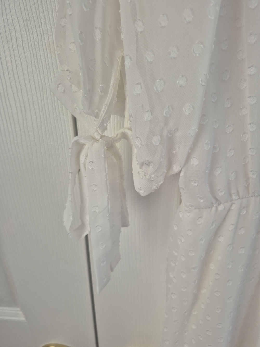 Kate & Lilly Cream Swiss Dot Lace Midi Dress Romantic Boho  Sz 12 - Picture 9 of 10